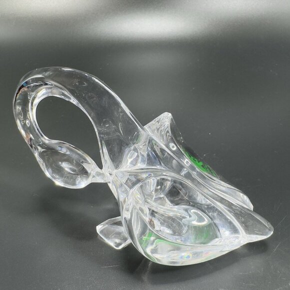 Kristal Color Clear Lead Crystal Glass Made in Italy Swan Duck Bird Paperweight - Picture 8 of 9